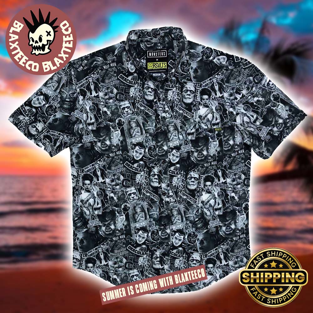 Universal Monsters RSVLTS Monster Mashup Summer Hawaiian Shirt Unisex T-shirt, Sweatshirt, Hoodie, Long Sleeve Tee - T-Shirt, Sweatshirt, Hoodie