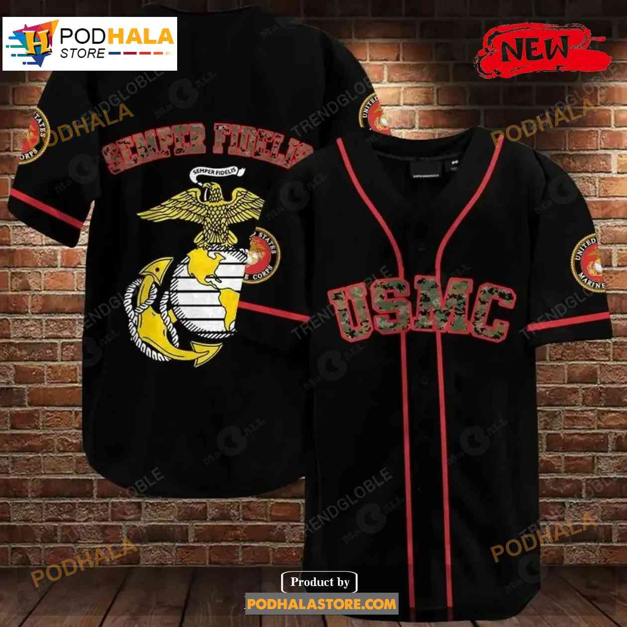 Us Marine Usmc Design Baseball Jersey Shirt baseball jersey product view 1