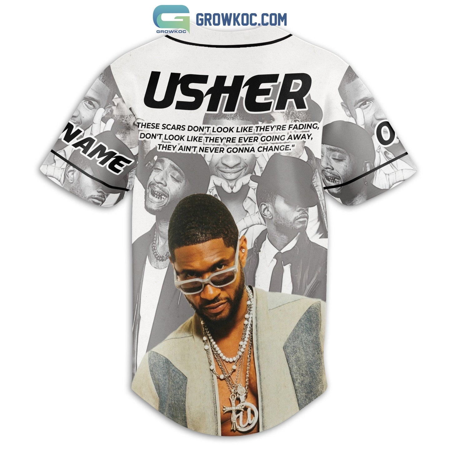 Usher Battle Scars Personalized Baseball Jersey baseball jersey product view 3