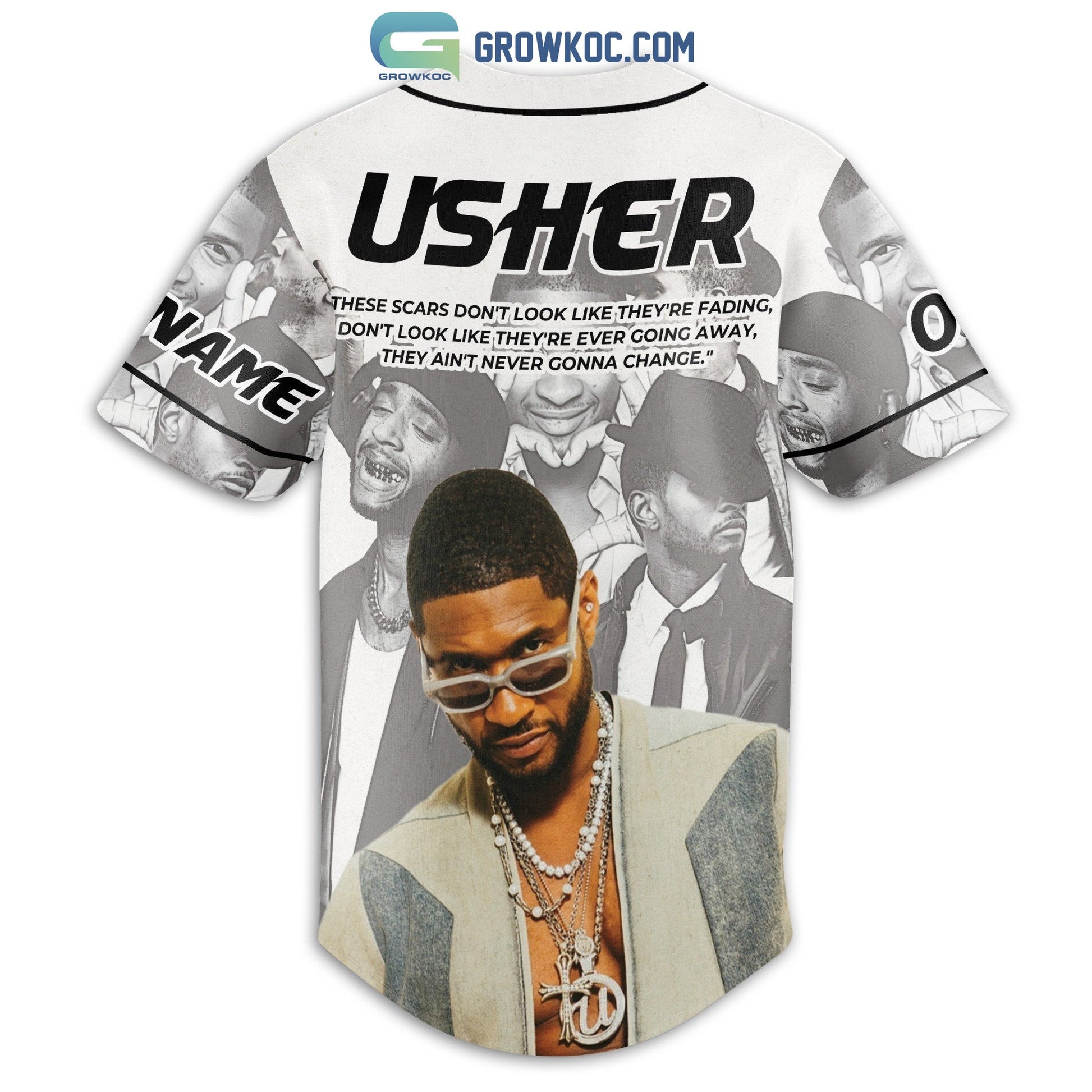 Usher Battle Scars Personalized Baseball Jersey baseball jersey product view 3