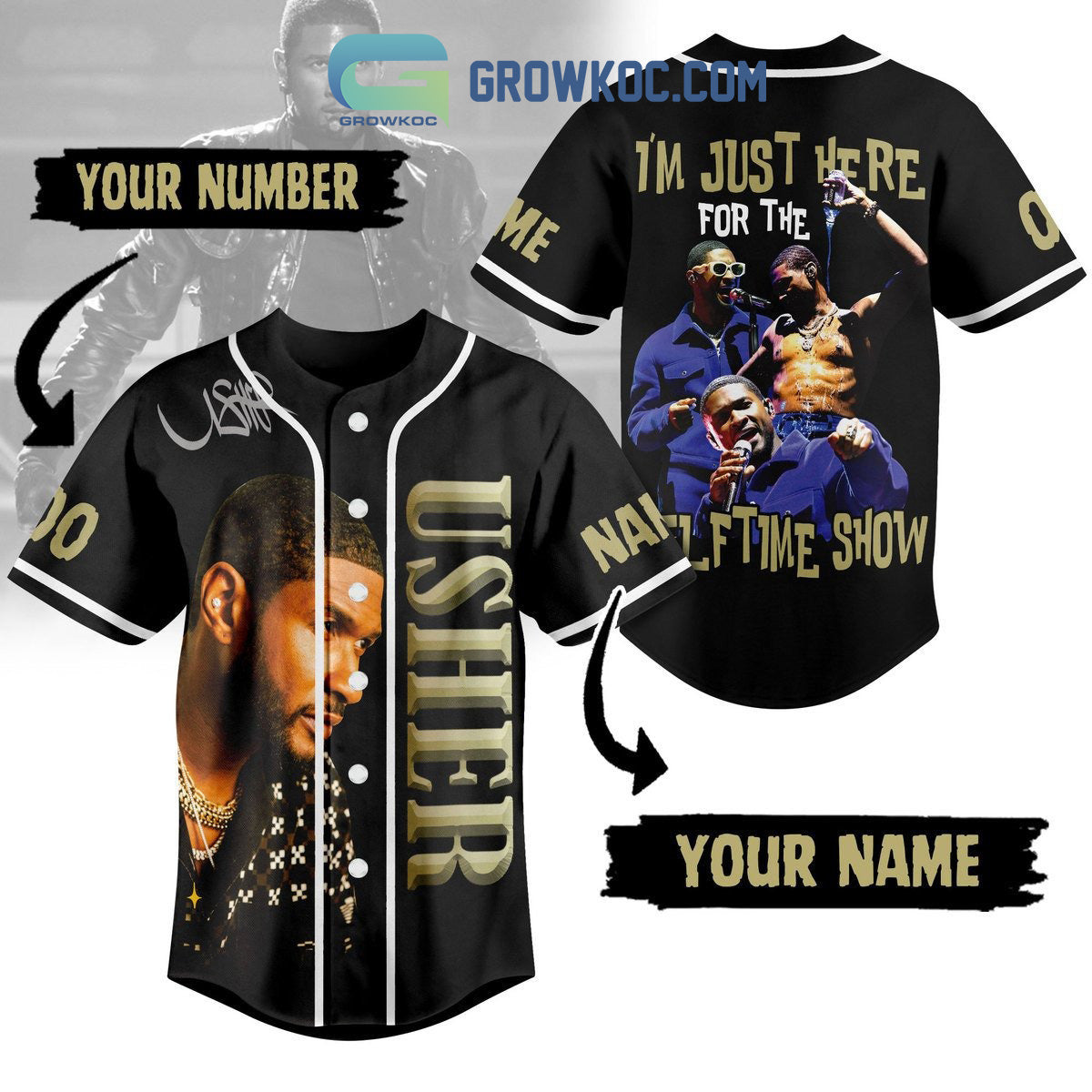 Usher I’m Just Here For The Half Time Show Personalized Baseball Jersey baseball jersey product view 1
