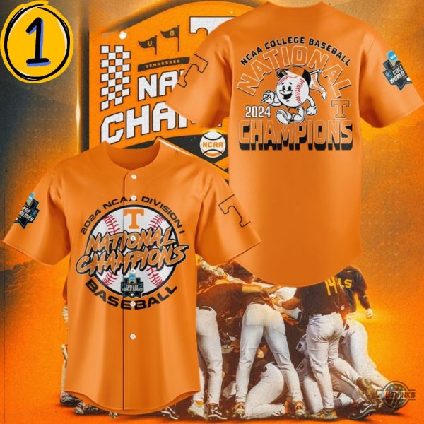 Ut Vols Baseball Jersey Tennessee Volunteers 2024 Ncaa College World Series Champions Division I Black Orange White Jersey Shirts baseball jersey product view 1