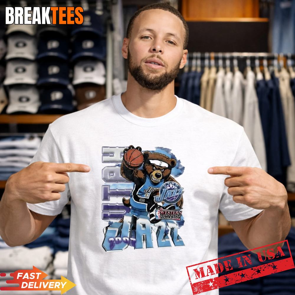 Utah Jazz NBA Western Conference Finals Champions 2007 mascot t-shirt Unisex T-shirt, Sweatshirt, Hoodie, Long Sleeve Tee - T-Shirt, Sweatshirt, Hoodie