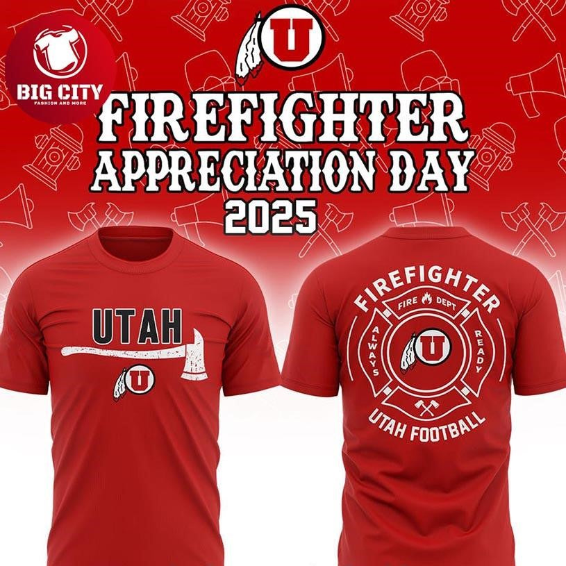 Utah Utes Firefighter Appreciation 2025 NCAA Gameday Two Sided Shirt Unisex T-shirt, Sweatshirt, Hoodie, Long Sleeve Tee - T-Shirt, Sweatshirt, Hoodie