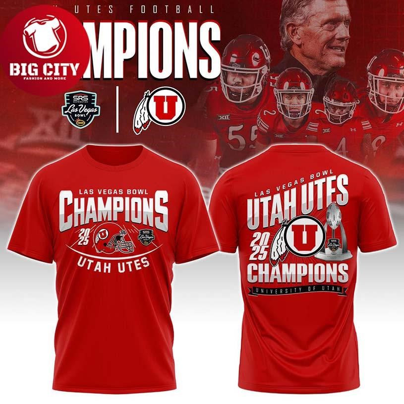 Utah Utes Football Las Vegas Bowl Champions 2025 Two Sided Shirt Unisex T-shirt, Sweatshirt, Hoodie, Long Sleeve Tee - T-Shirt, Sweatshirt, Hoodie