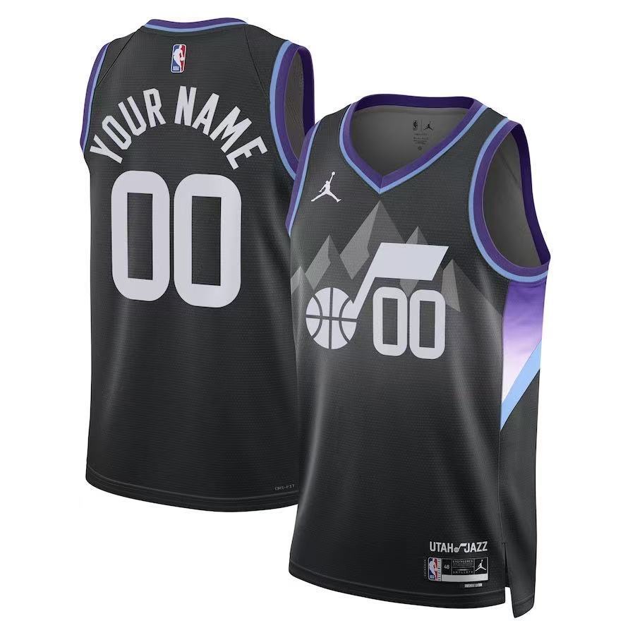 Utah Jazz 25 Season Jazz Team Black Basketball Jersey basketball jersey product view 1