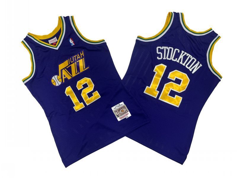 Utah Jazz #12 John Stockton Jazz 12 # Purple 91-92 Season Retro Jersey --. Stockton Style 2 basketball jersey product view 1