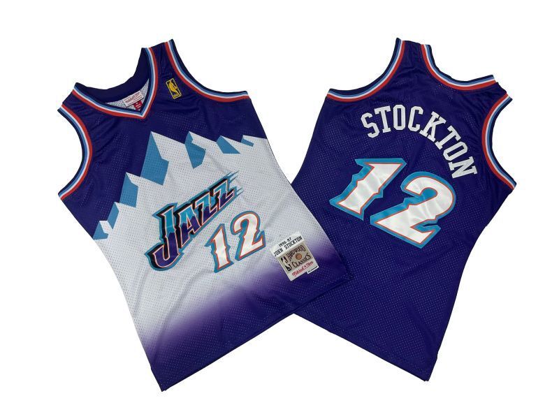 Utah Jazz #12 John Stockton Jazz 12 # Purple Edition 96-97 Season Mitchell Retro Jersey --. Stockton basketball jersey product view 1