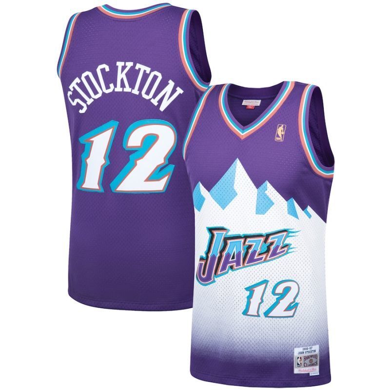 Utah Jazz #12 John Stockton Jazz Team 12 # Stockton m&n Retro Purple Jersey Basketball Jersey basketball jersey product view 1