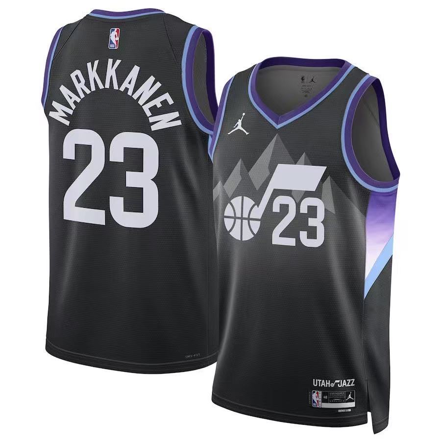 Utah Jazz #23 Lauri Markkanen 25 Season Jazz Team Black Basketball Jersey basketball jersey product view 1