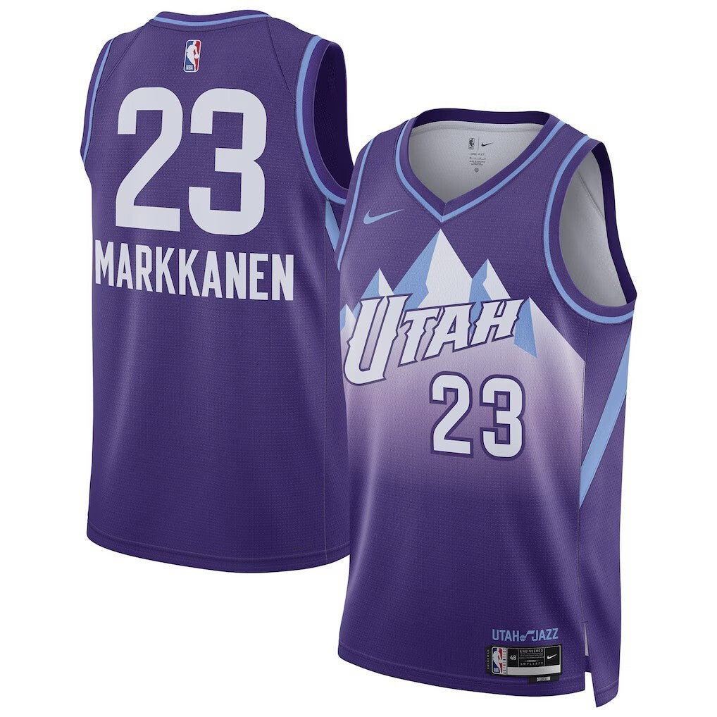 Utah Jazz #23 Lauri Markkanen Unisex 202425 Swingman Player Jersey - City Edition - Purple basketball jersey product view 1