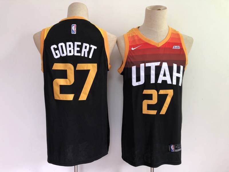 Utah Jazz #27 Rudy Gobert Jazz 27 Black City Edition 21 Basketball Jersey basketball jersey product view 1