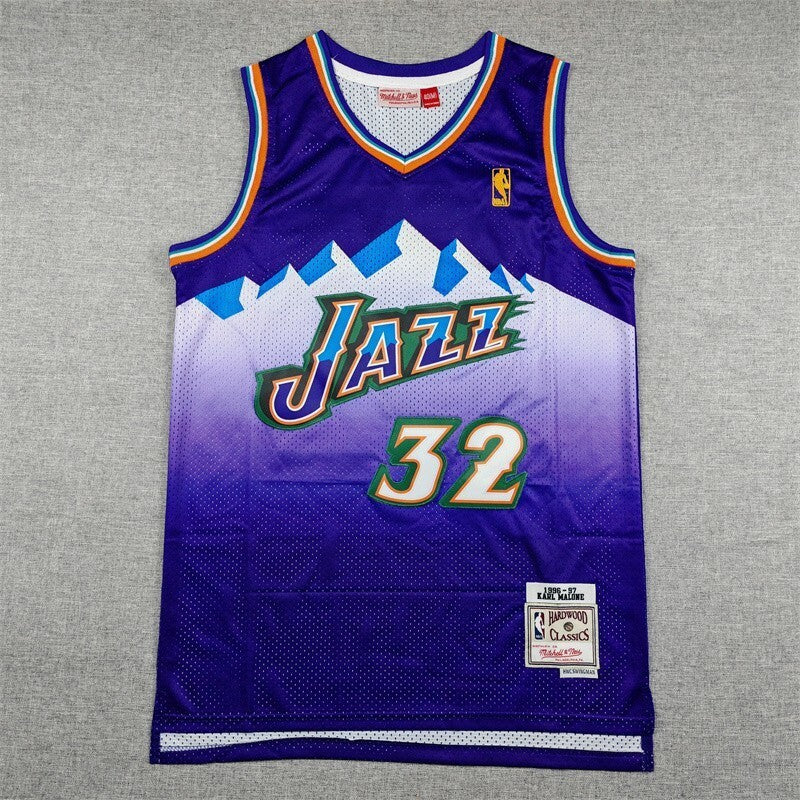 Utah Jazz #32 Karl Malone Jazz 32 Purple Gold Logo Style 2 Basketball Jersey basketball jersey product view 1