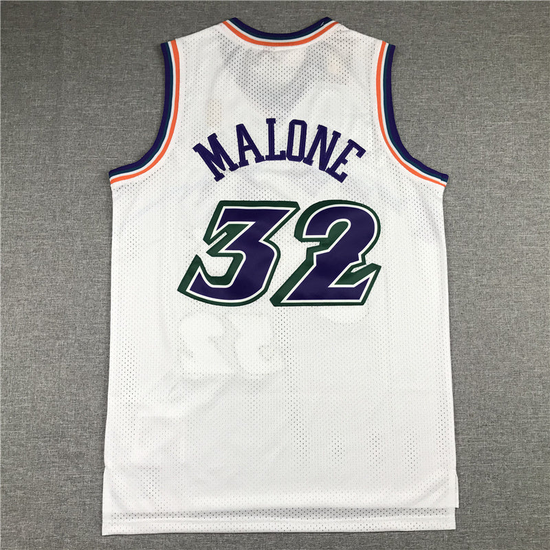 Utah Jazz #32 Karl Malone Jazz 32 White Gold Logo Style 1 Basketball Jersey basketball jersey product view 1