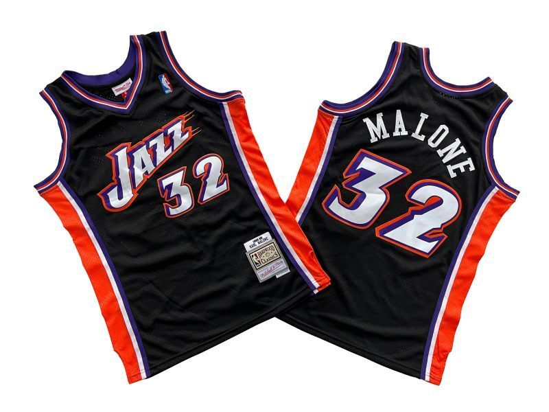 Utah Jazz #32 Karl Malone Jazz 32 # Black 98-99 Season Mitchell Retro Jersey -- Karl . Malone basketball jersey product view 1