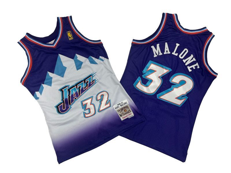 Utah Jazz #32 Karl Malone Jazz 32 # Purple 9 Edition 96-97 Season Mitchell Retro Jersey -- Karl . Malone basketball jersey product view 1