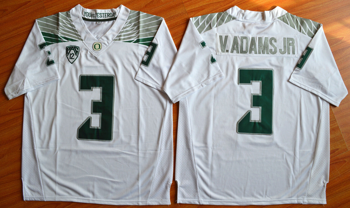 V.Adams Jr 3 White College Football Jersey football jersey product view 1