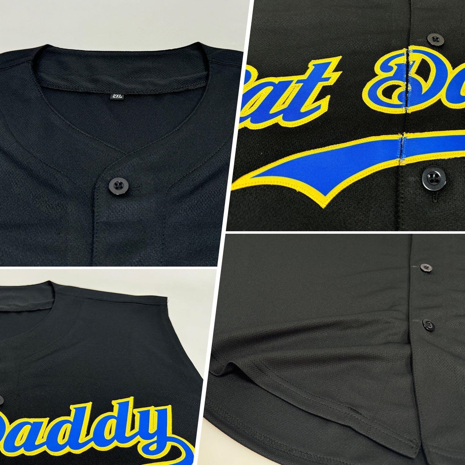 Custom Black Royal-Yellow Authentic Sleeveless Baseball Jersey baseball jersey product view 2