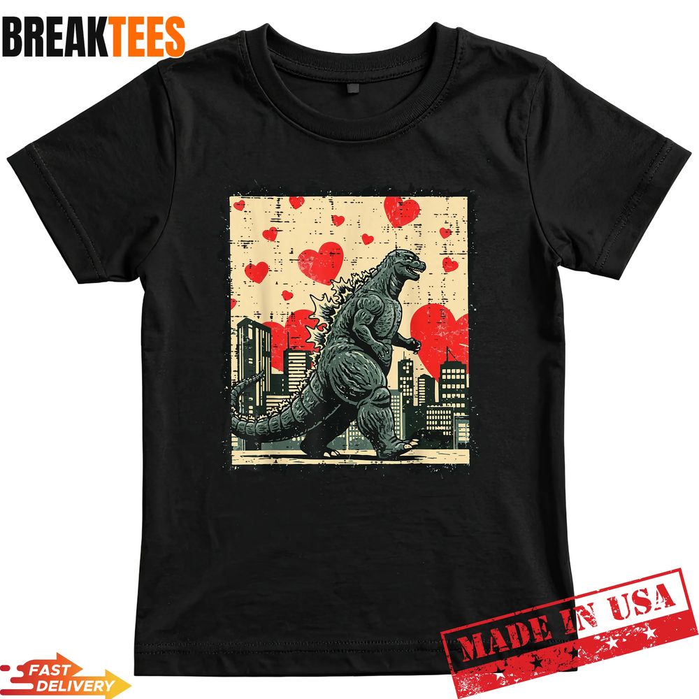 Valentines Day Kaiju Japanese Monster Hearts T-Shirt Unisex T-shirt, Sweatshirt, Hoodie, Long Sleeve Tee - T-Shirt, Sweatshirt, Hoodie