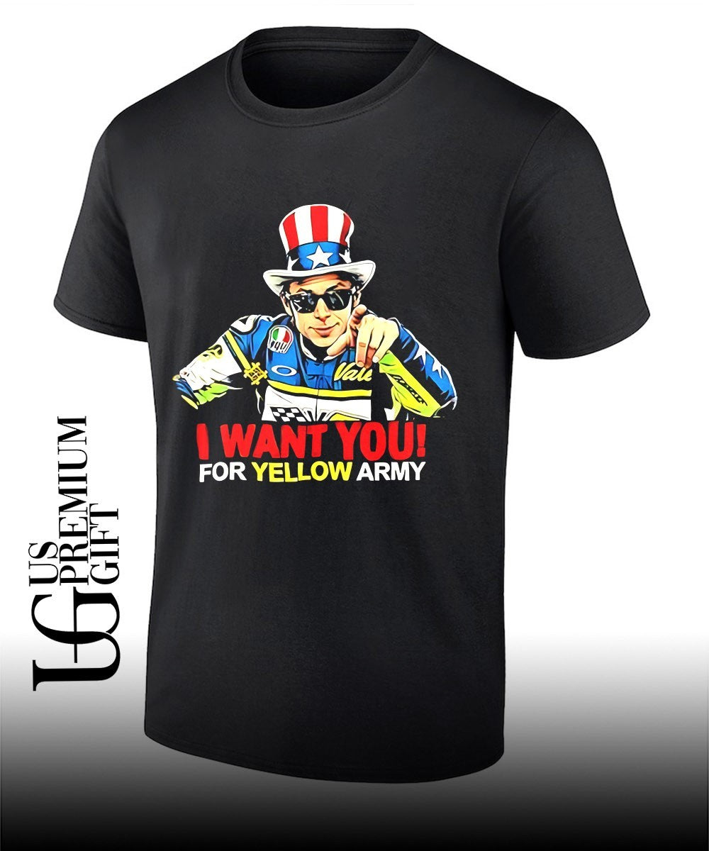 Valentino Rossi Uncle Sam I want you for yellow army shirt Unisex T-shirt, Sweatshirt, Hoodie, Long Sleeve Tee - T-Shirt, Sweatshirt, Hoodie