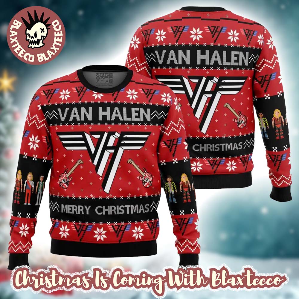 Van Halen Big Logo Ugly Merry Christmas Ugly Christmas Sweater Unisex T-shirt, Sweatshirt, Hoodie, Long Sleeve Tee - T-Shirt, Sweatshirt, Hoodie