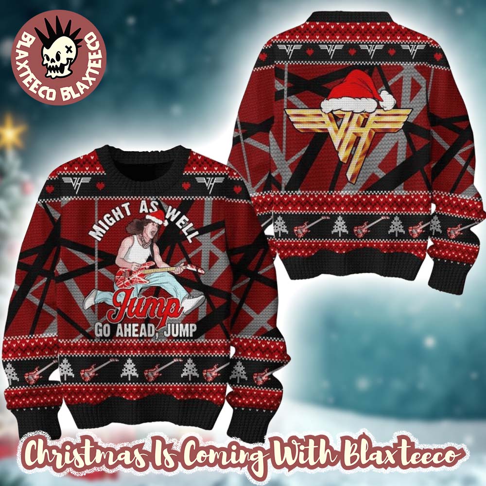 Van Halen Eddie Might As Well Jump Go A Head Jump Holiday Style 2025 Ugly Christmas Sweater - T-Shirt, Sweatshirt, Hoodie
