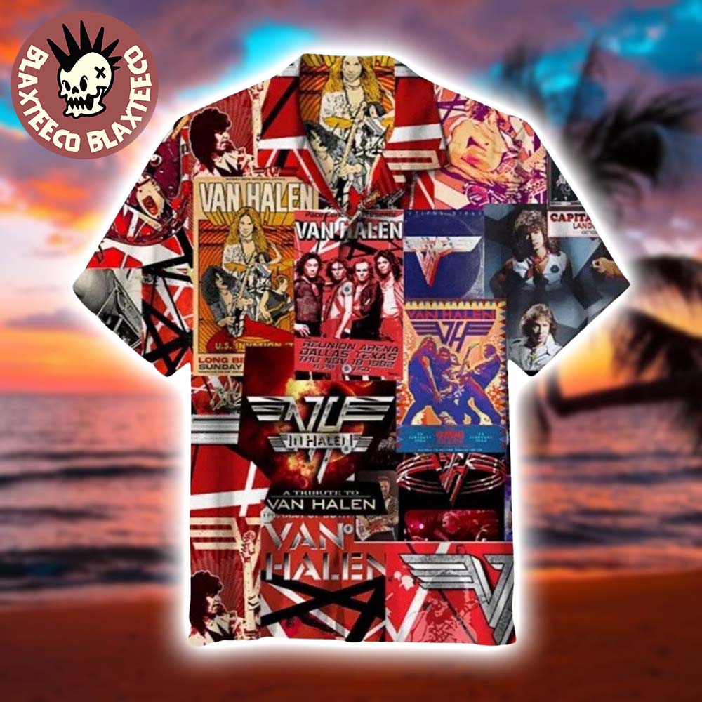 Van Halen Hard Rock Collectible All The Signatures Vintage Style 2025 Hawaiian Shirt Unisex T-shirt, Sweatshirt, Hoodie, Long Sleeve Tee - T-Shirt, Sweatshirt, Hoodie