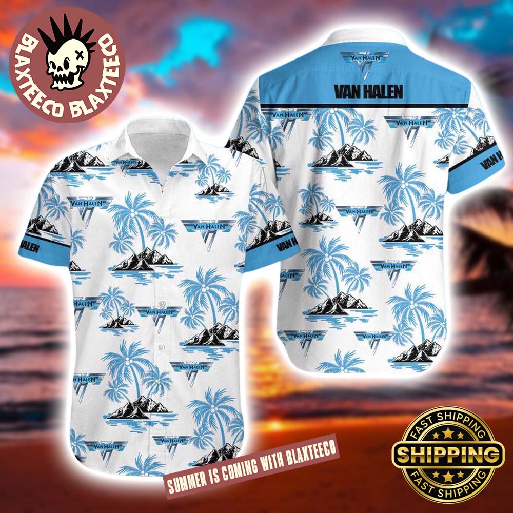 Van Halen Palm Tree Hard Rock Logo Pattern Hawaiian shirt Unisex T-shirt, Sweatshirt, Hoodie, Long Sleeve Tee - T-Shirt, Sweatshirt, Hoodie