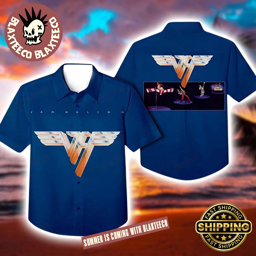 Van Halen Retro Logo Van Halen II Blue Hawaiian Shirt 2025 For Fans Unisex T-shirt, Sweatshirt, Hoodie, Long Sleeve Tee - T-Shirt, Sweatshirt, Hoodie