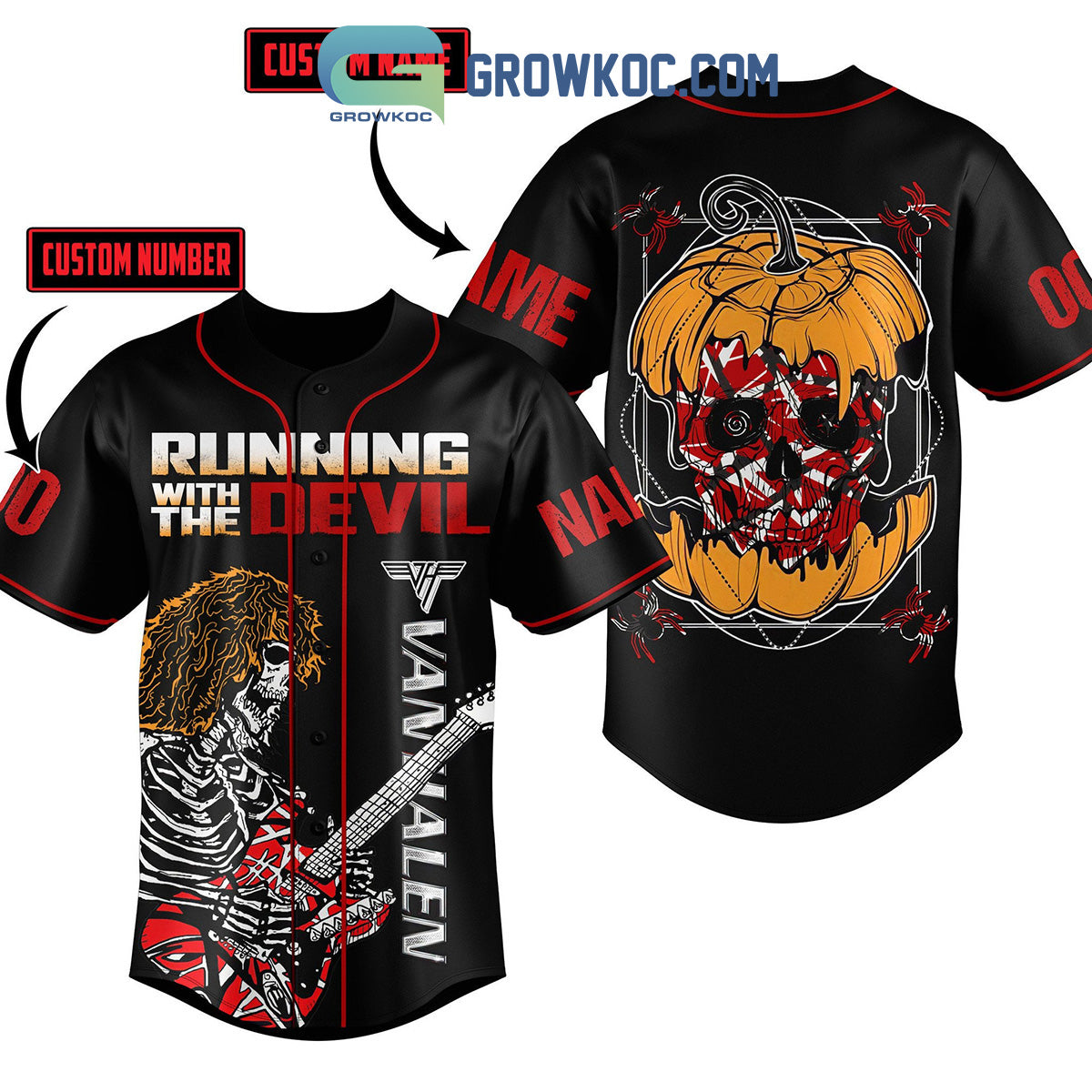 Van Halen Running With The Devil Personalized Baseball Jersey baseball jersey product view 1