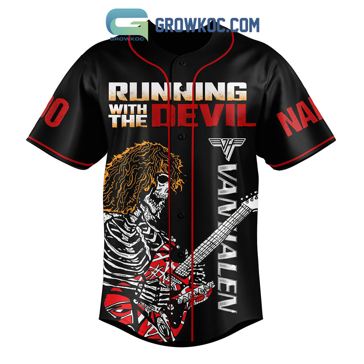 Van Halen Running With The Devil Personalized Baseball Jersey baseball jersey product view 2