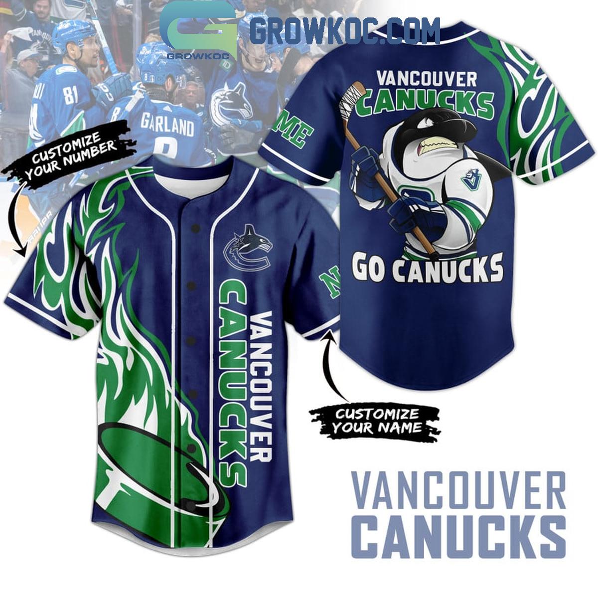Vancouver Canucks Go Canucks Flame Personalized Baseball Jersey baseball jersey product view 1