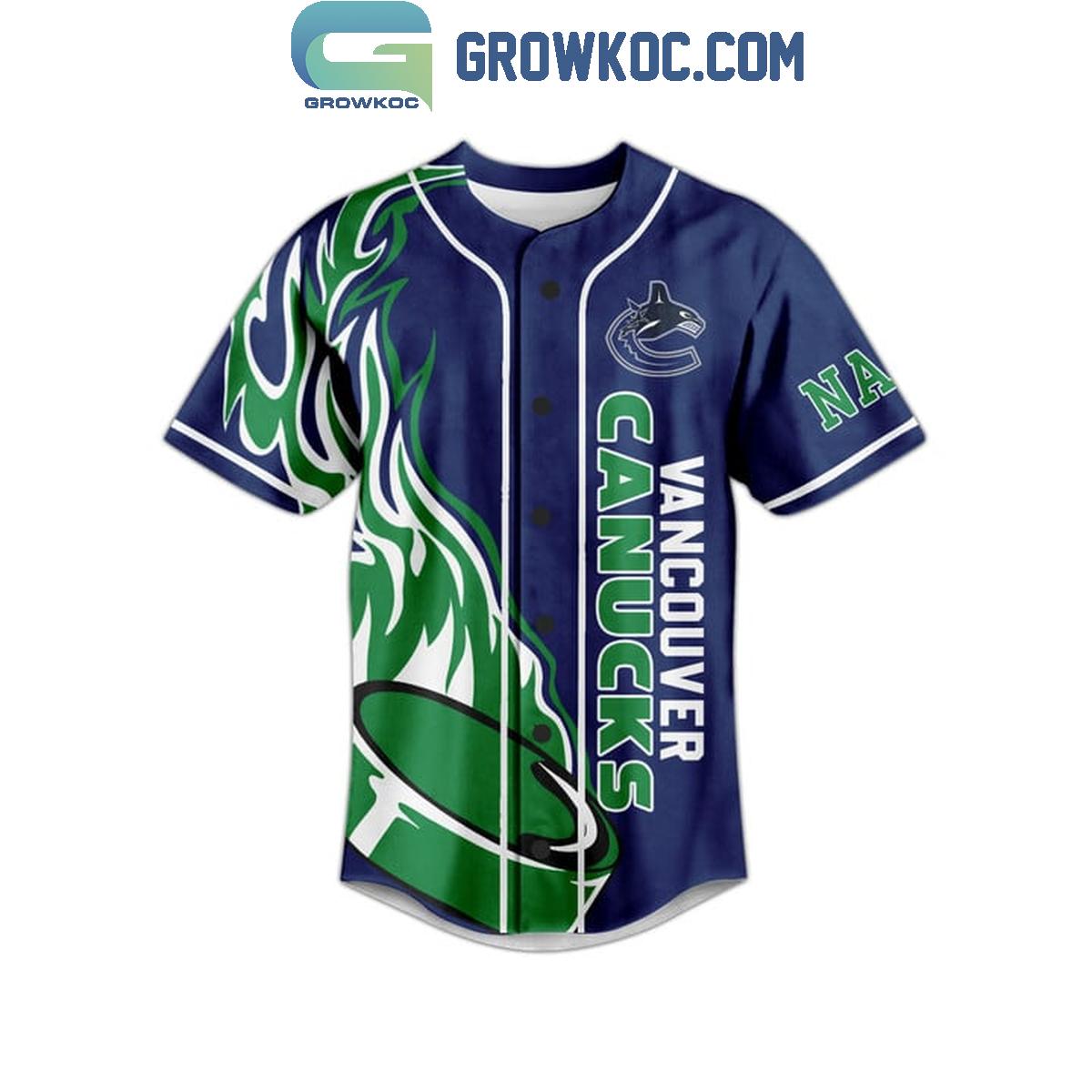 Vancouver Canucks Go Canucks Flame Personalized Baseball Jersey baseball jersey product view 2
