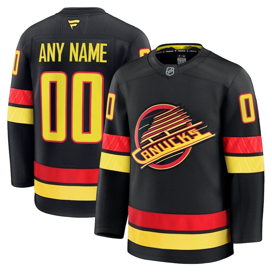 Vancouver Canucks Fanatics Alternate Premium Custom Jersey - Black Hockey Jersey hockey jersey product view 1