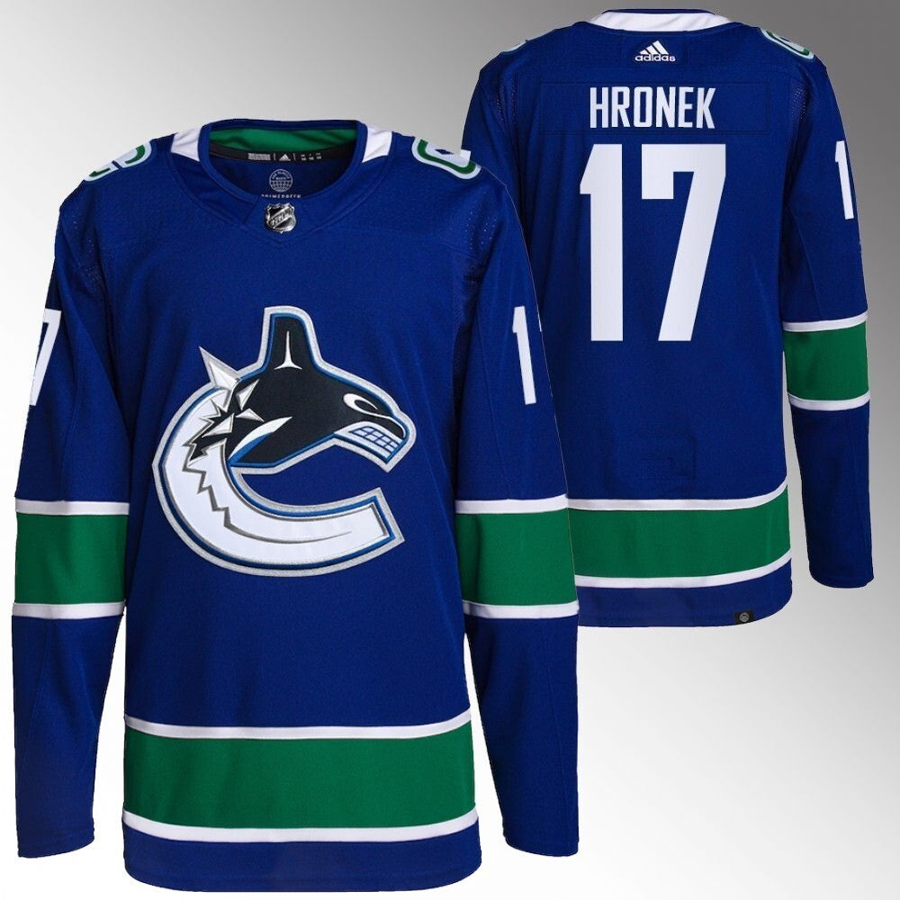 Vancouver Canucks #17 Filip Hronek Blue Home Jersey Hockey Jersey hockey jersey product view 1