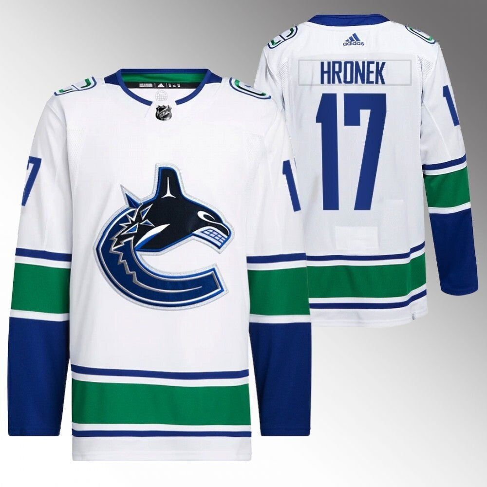 Vancouver Canucks #17 Filip Hronek White Away Jersey Hockey Jersey hockey jersey product view 1