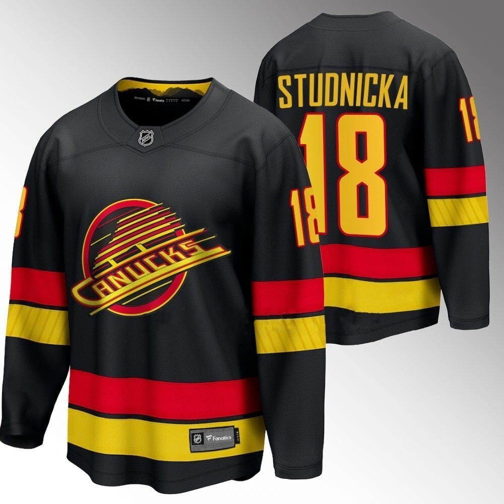 Vancouver Canucks #18 Jack Studnicka Black 2023-24 Alternate_conew1 Hockey Jersey hockey jersey product view 1