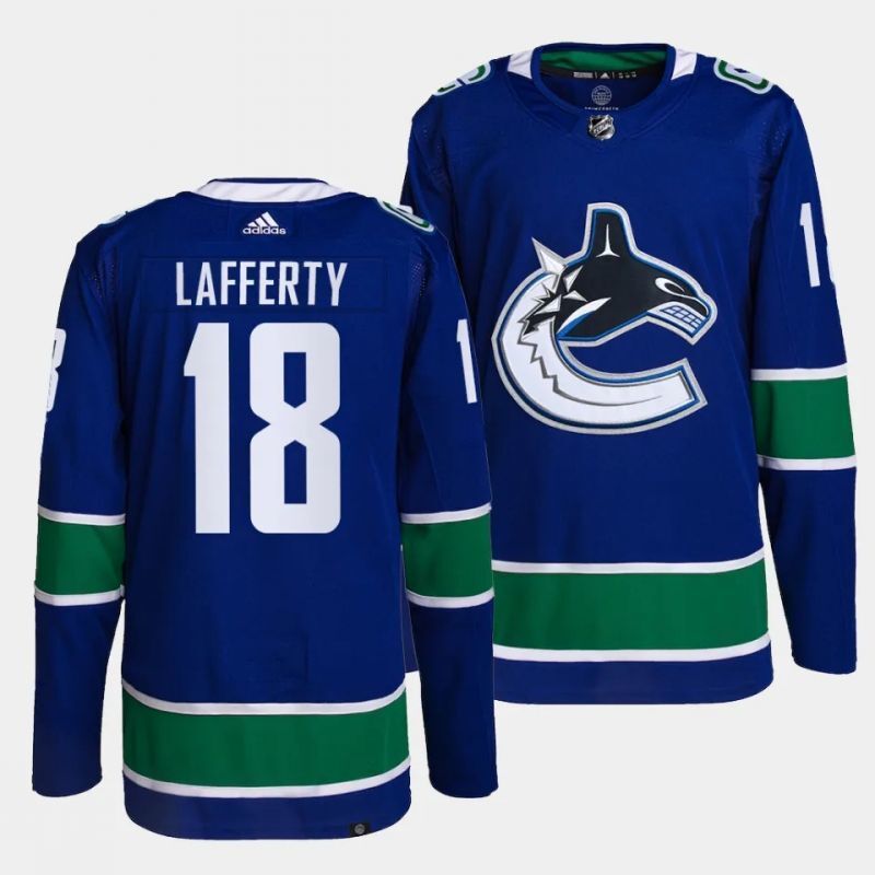Vancouver Canucks #18 sam lafferty home blue jersey Hockey Jersey hockey jersey product view 1
