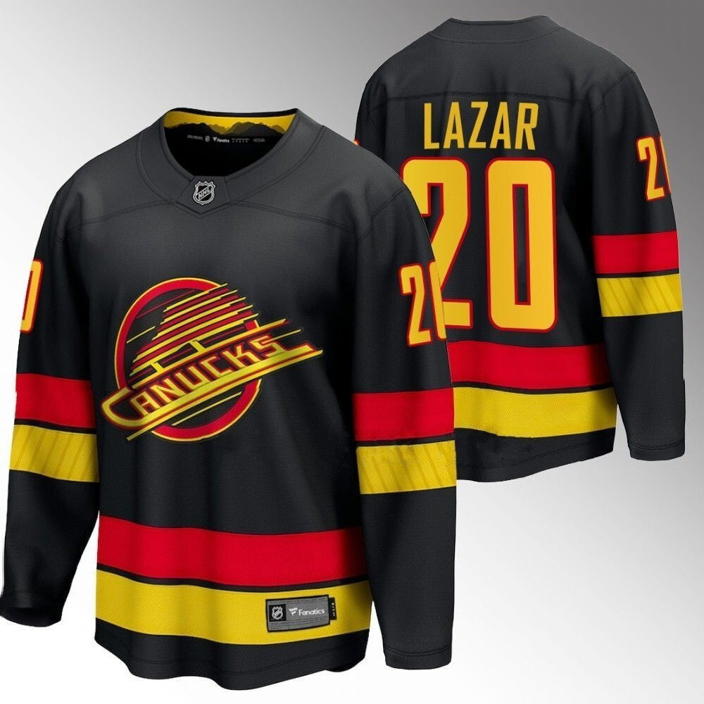 Vancouver Canucks #20 Curtis Lazar Black 2023-24 Alternate Hockey Jersey hockey jersey product view 1