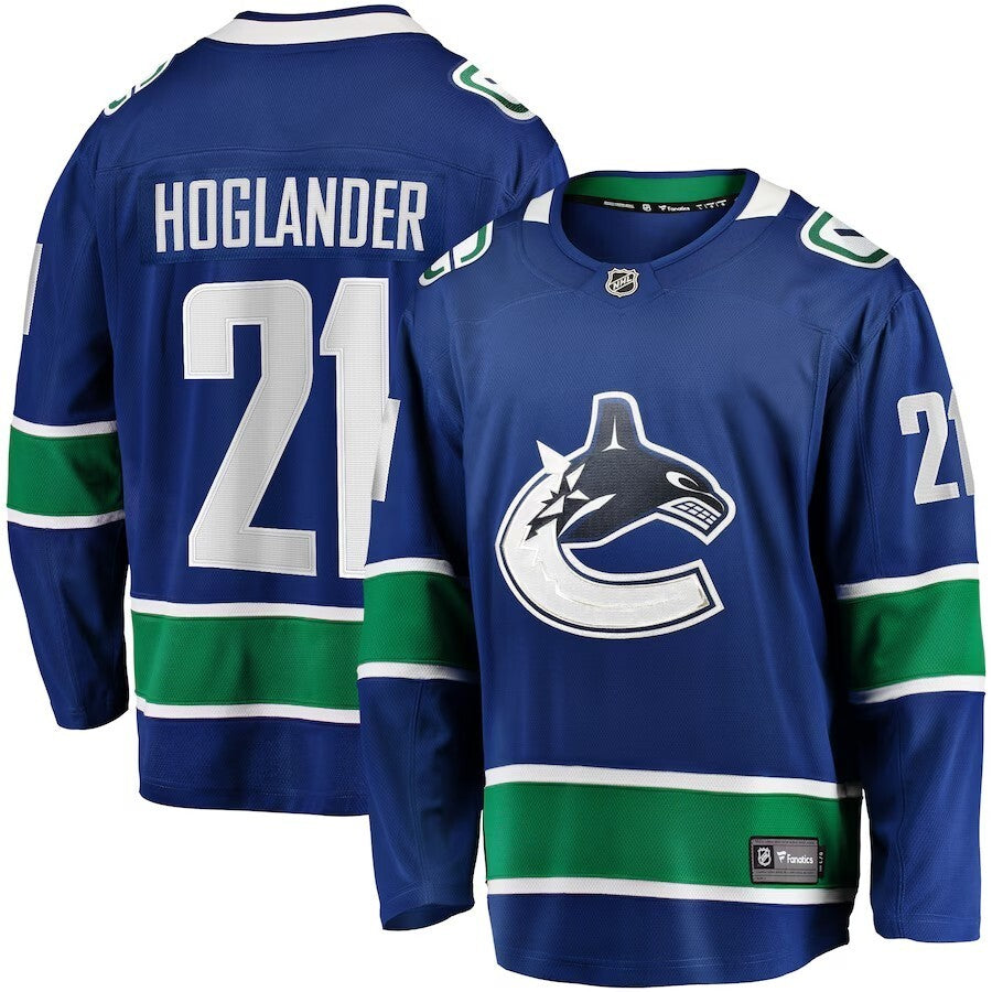 Vancouver Canucks #21 Nils Hoglander Home Premier Breakaway Player Jersey - Blue Hockey Jersey hockey jersey product view 1