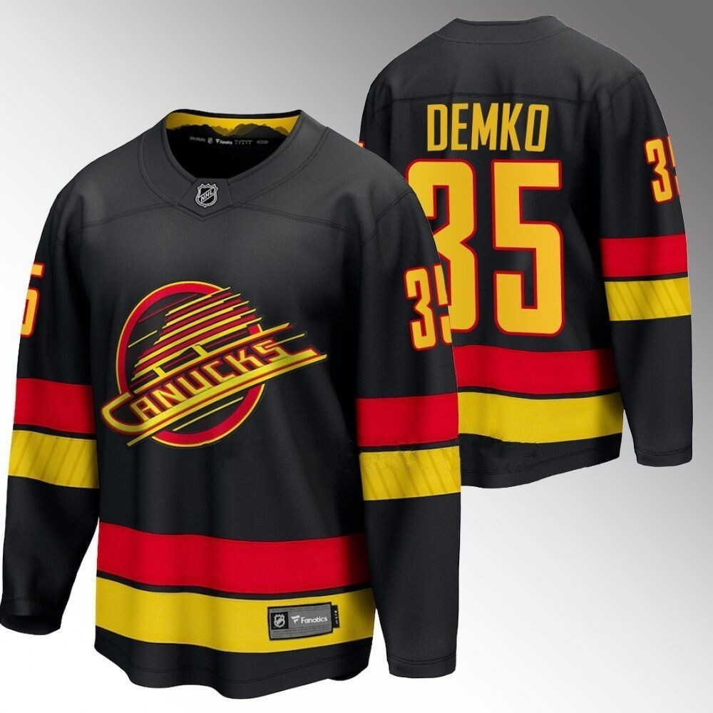 Vancouver Canucks #35 Thatcher Demko Black 2023-24 Alternate Hockey Jersey hockey jersey product view 1