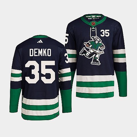 Vancouver Canucks #35 thatcher-demko-navy-2022reverse-retro-2.0-authentic-primegreen-jersey hockey jersey product view 1