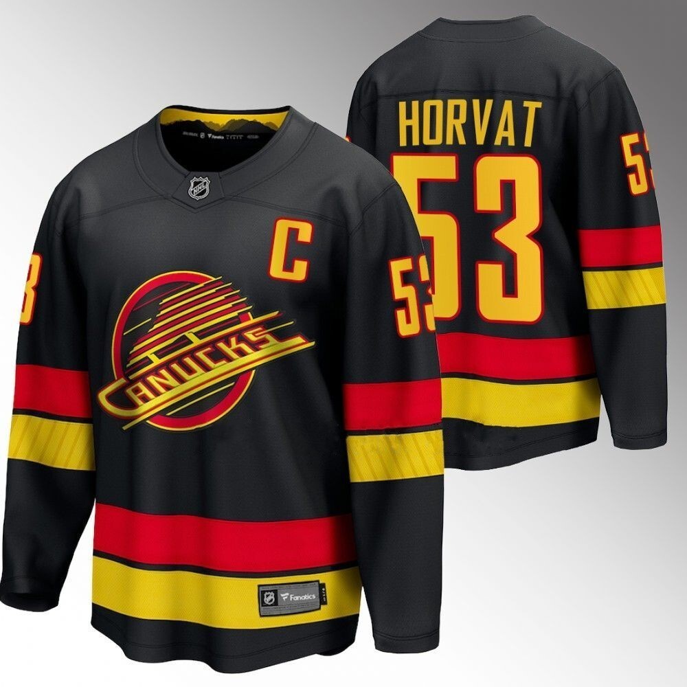 Vancouver Canucks #53 Bo Horvat Black 2023-24 Alternate Hockey Jersey hockey jersey product view 1