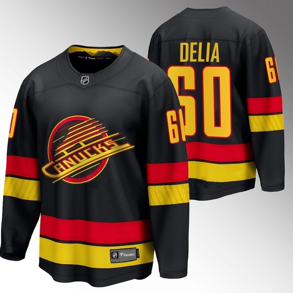 Vancouver Canucks #60 Collin Delia Black 2023-24 Alternate Hockey Jersey hockey jersey product view 1