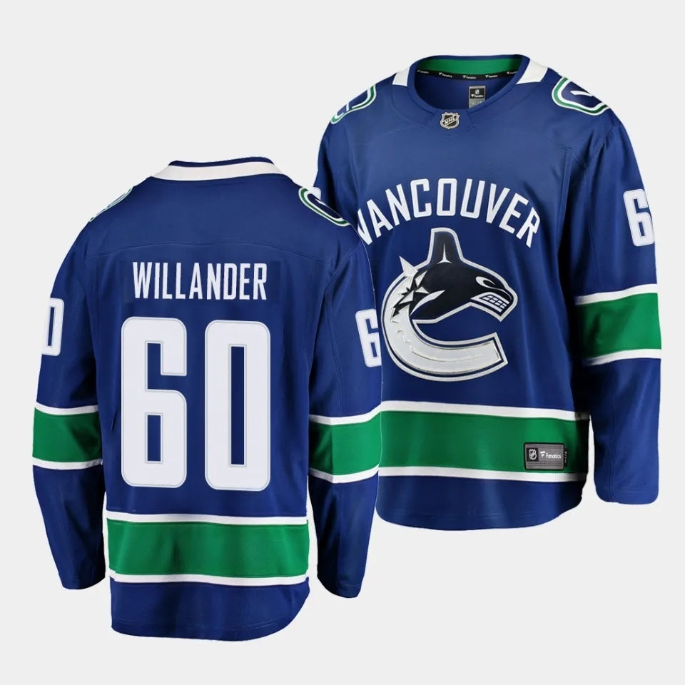 Vancouver Canucks #60 Tom Willander Home Blue Jersey 2023 NHL Draft Hockey Jersey hockey jersey product view 1