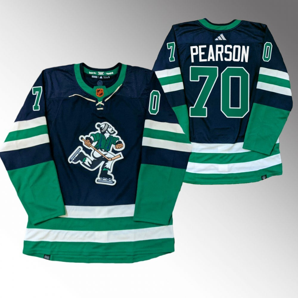 Vancouver Canucks #70 Tanner Pearson Navy PrimeGreen Jersey 2022-23 Reverse Retro Hockey Jersey hockey jersey product view 1