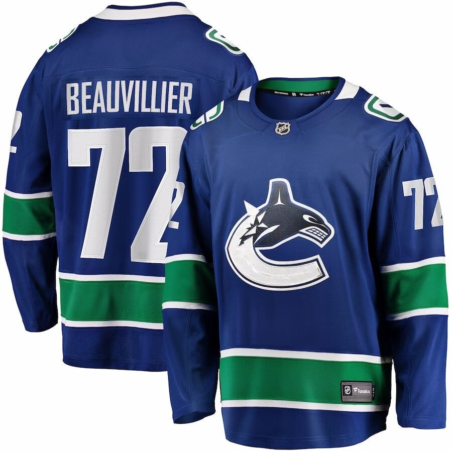 Vancouver Canucks #72 Anthony Beauvillier Branded Home Breakaway Jersey - Blue Hockey Jersey hockey jersey product view 1