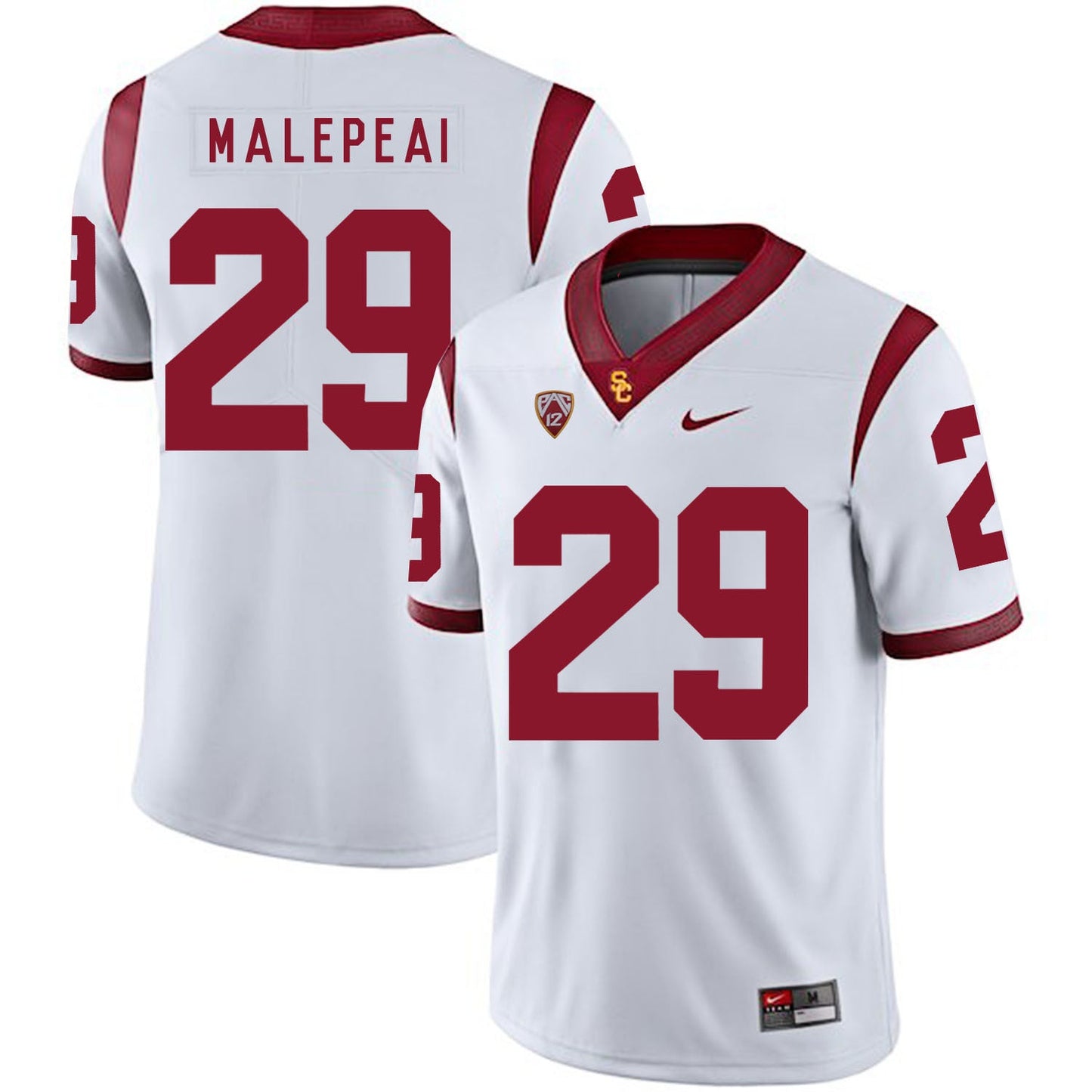 Vavae Malepeai 29 White College Football Jersey football jersey product view 1