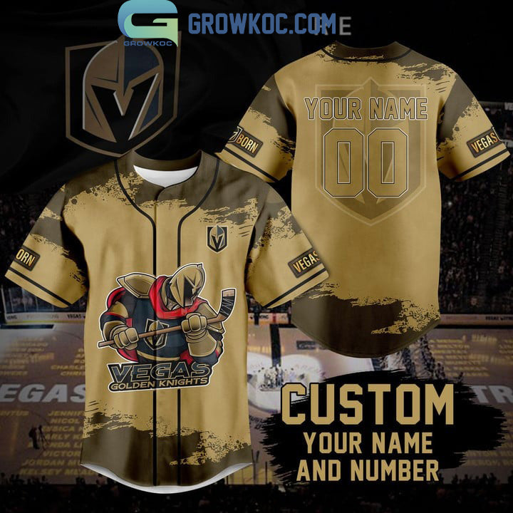 Vegas Golden Knights Custom Personalized Gold Design Baseball Jersey baseball jersey product view 1