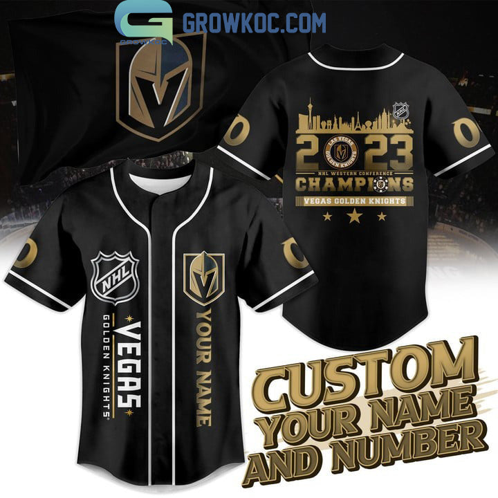 Vegas Golden Knights NHL Western Conference Champions 2023 Black Baseball Jersey hockey jersey product view 1